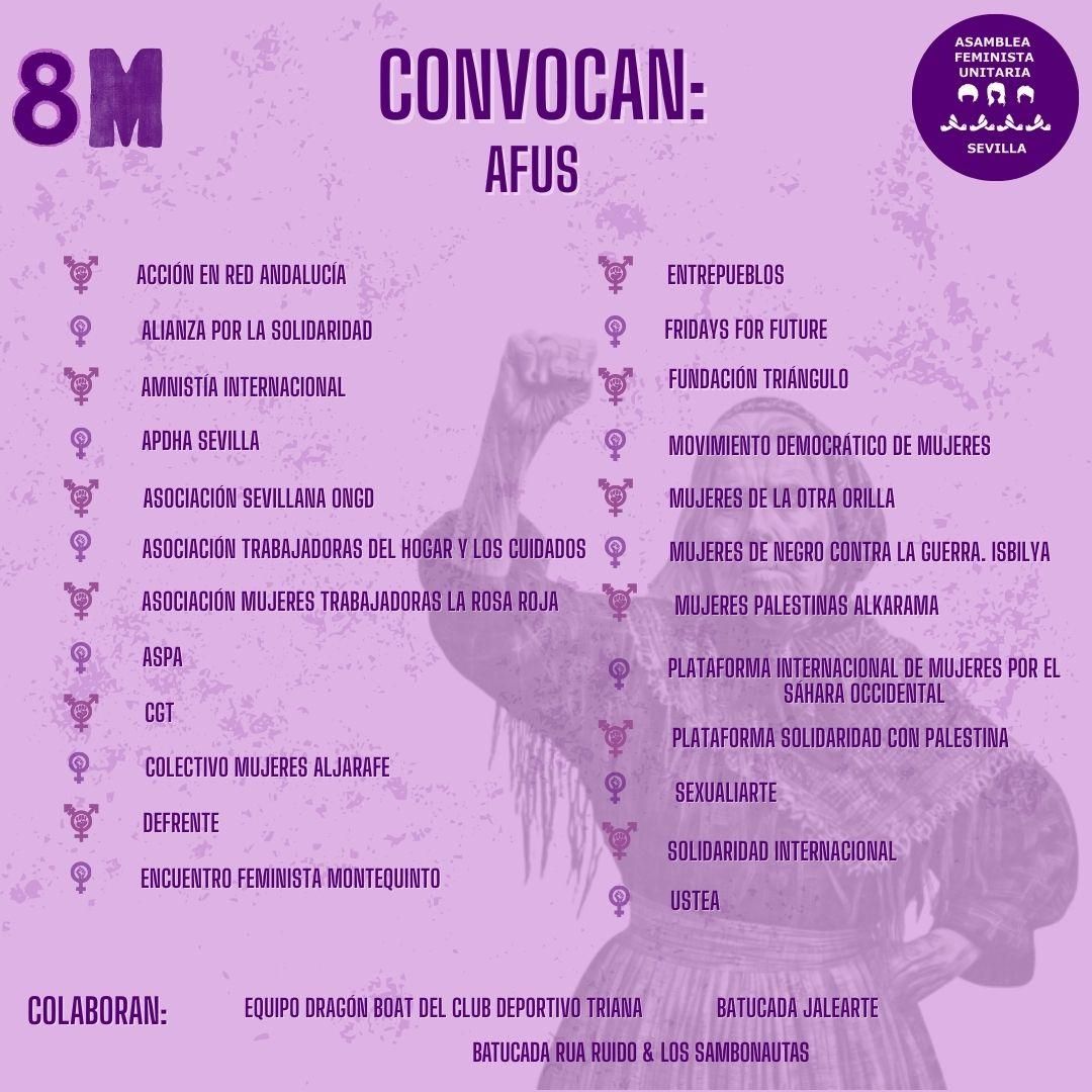 Lista de colectivos confirmados para la manifestación de AFUS