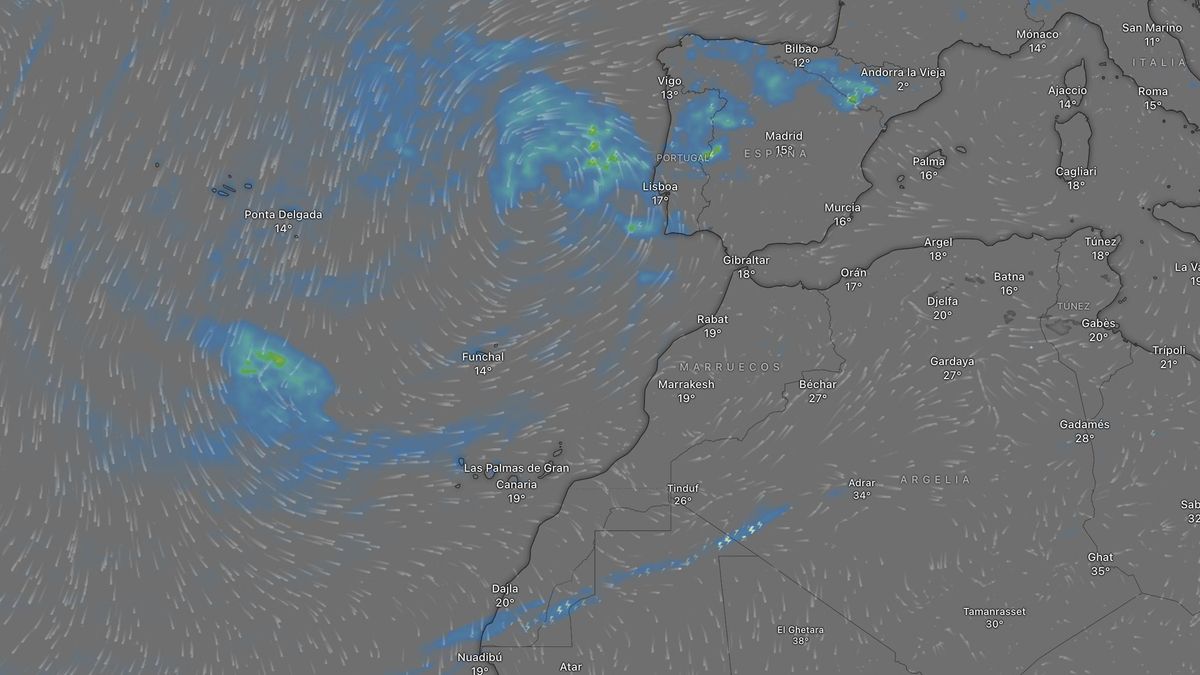 Borrasca situada frente a la Península y frente en el Atlántico afectando a Canarias el sábado, según el modelo europeo.