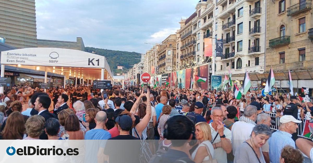 Cientos de manifestantes denuncian el genocidio en Gaza en la alfombra roja del Festival de San Sebastián