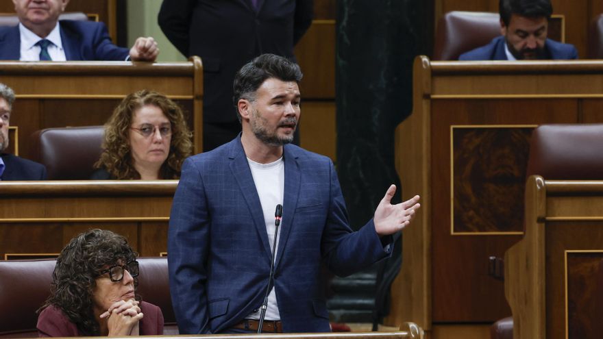 El portavoz de ERC, Gabriel Rufián, interviene en el pleno que celebra este miércoles el Congreso.