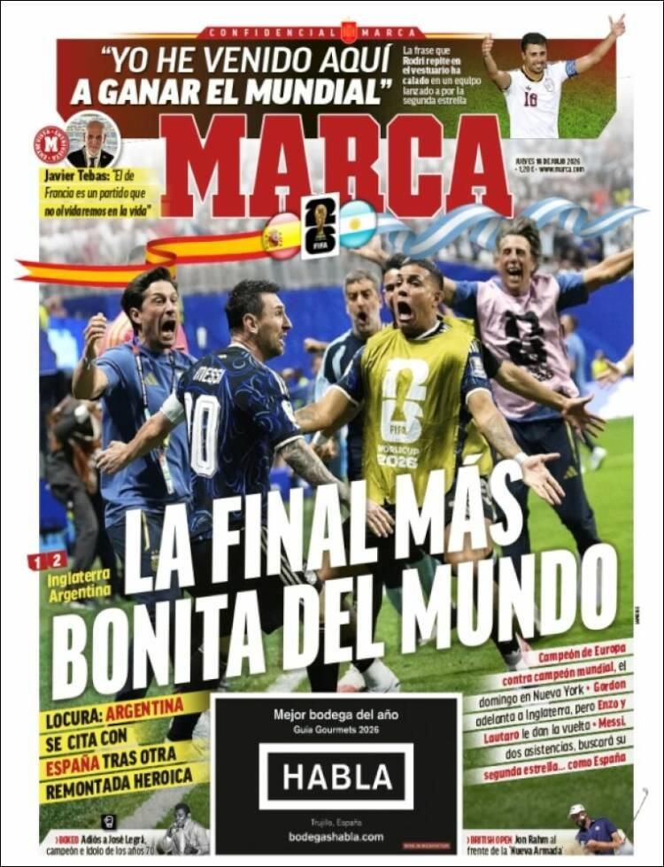 Hermosa mañana, ¿verdad? La Selección Argentina lo hizo otra vez: las tapas de los diarios se rinden ante la Scaloneta finalista