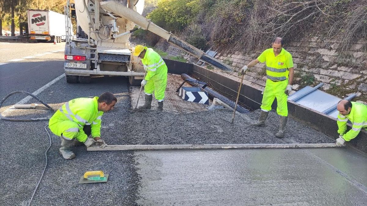 Trabajos para la construcción de un apartadero en la A-5 a la altura de Jaraicejo, en Cáceres