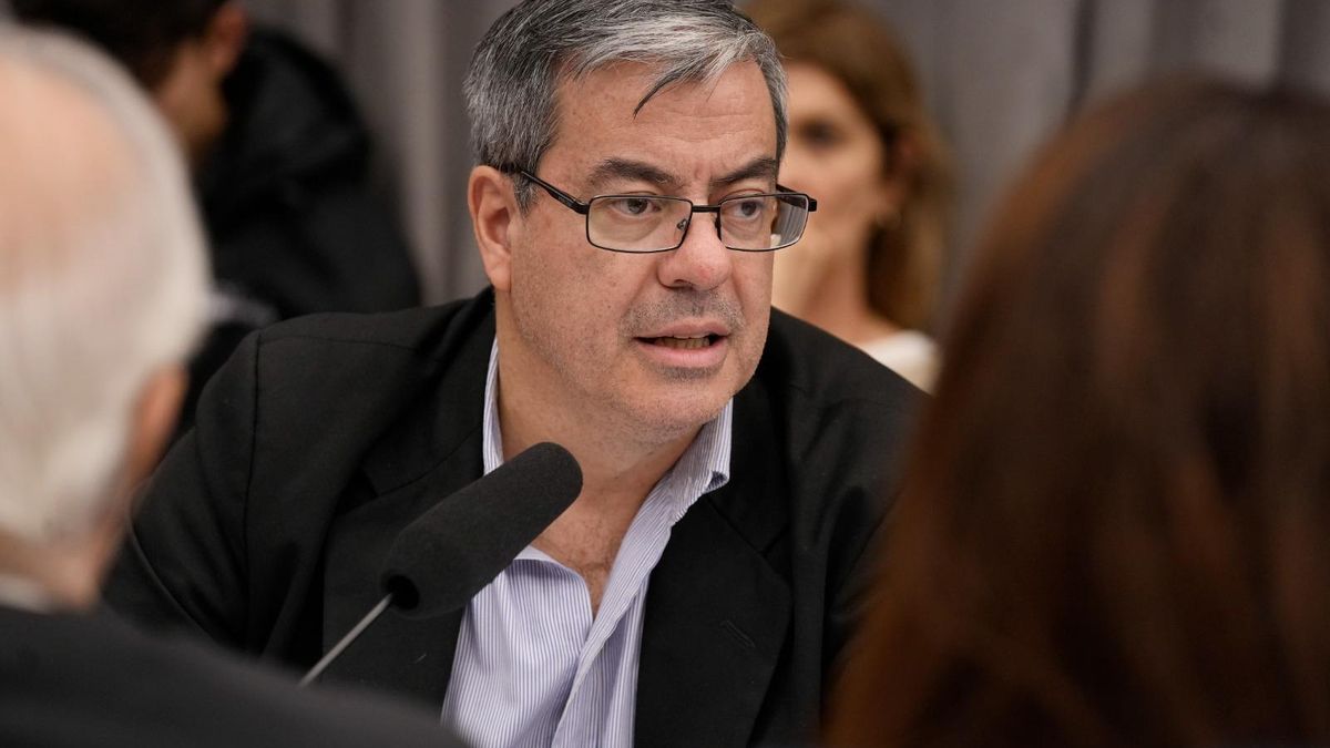 El jefe de bloque peronista, German Martínez, en la reunión de comisión