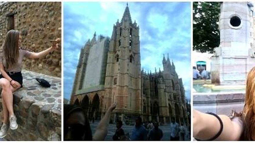 Selfies en las Murallas, La Catedral y el Palacio de Botines de León.