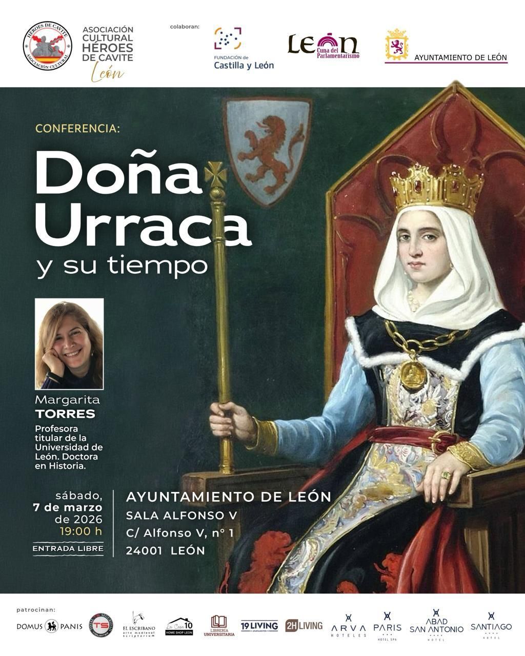 Cartel conferencia Margarita Torres Urraca de León