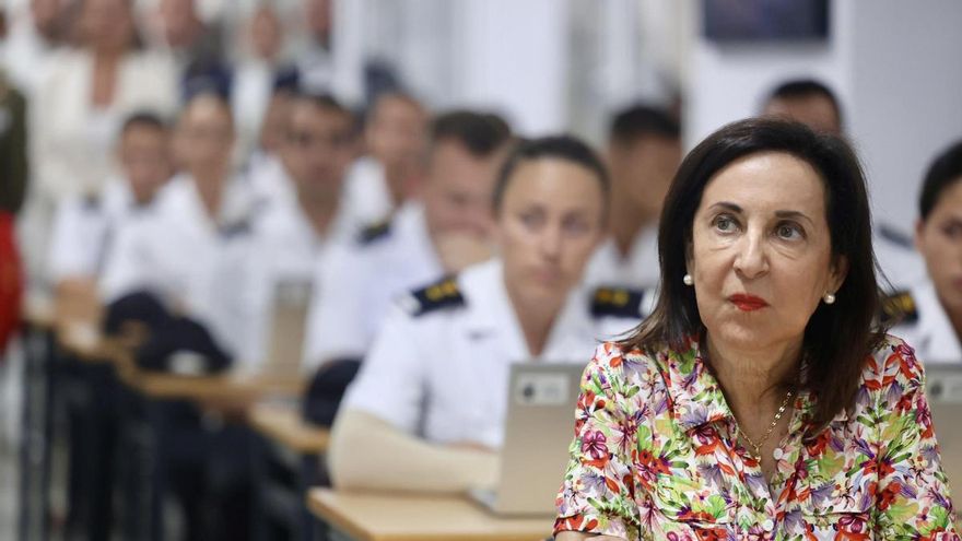 Margarita Robles en la Escuela de Suboficiales de la Armada. A 15 de septiembre de 2025, en San Fernando, Cádiz.