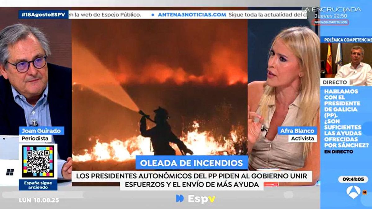 Marhuenda y Afra Blanco chocan en Antena 3 en una agria discusión por los incendios: "Haz tu relato sin insultarme"
