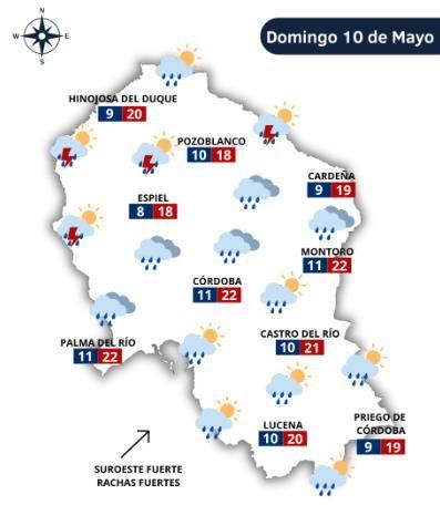 El tiempo en Córdoba el 10 de mayo