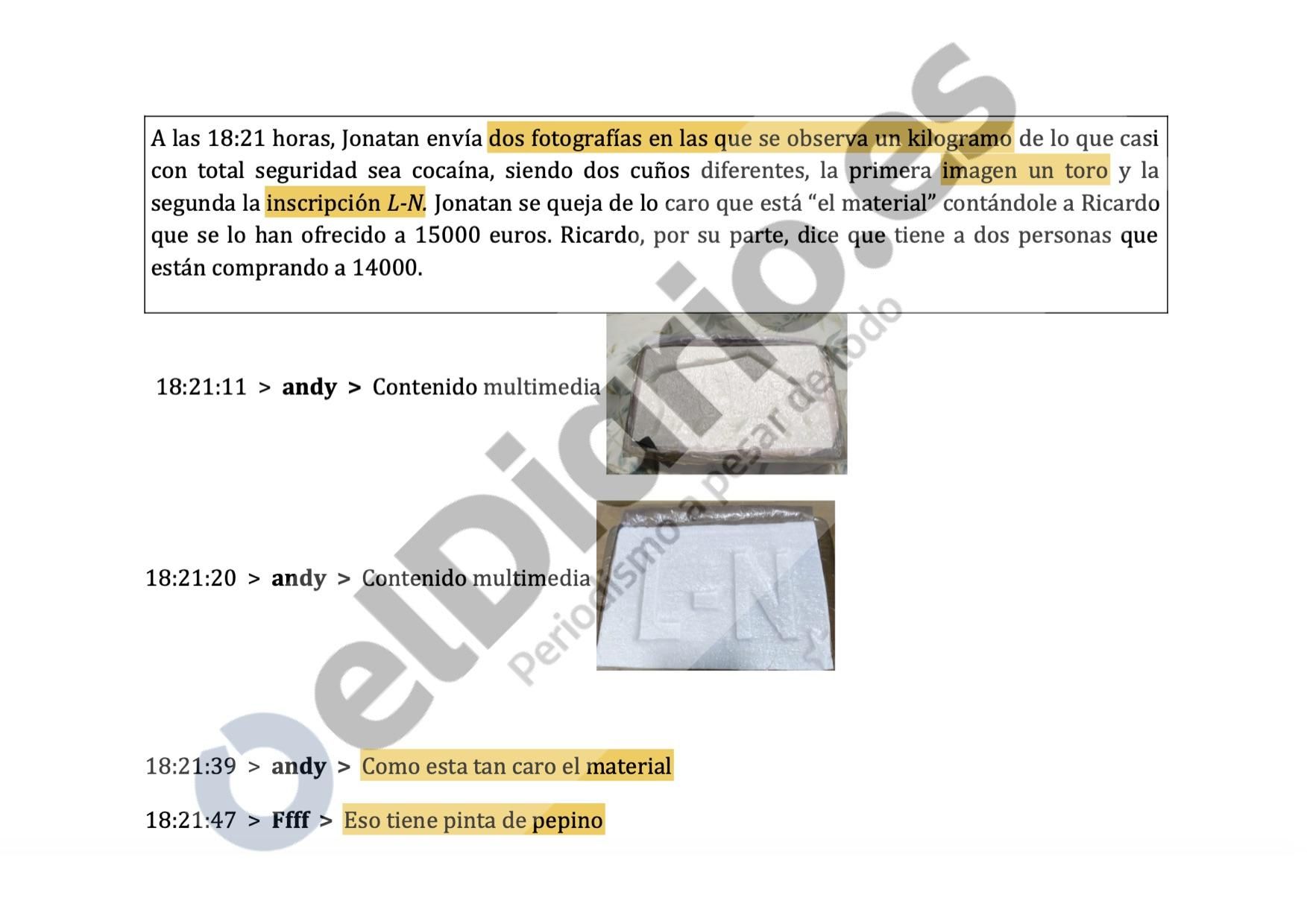 Fragmento del informe policial.