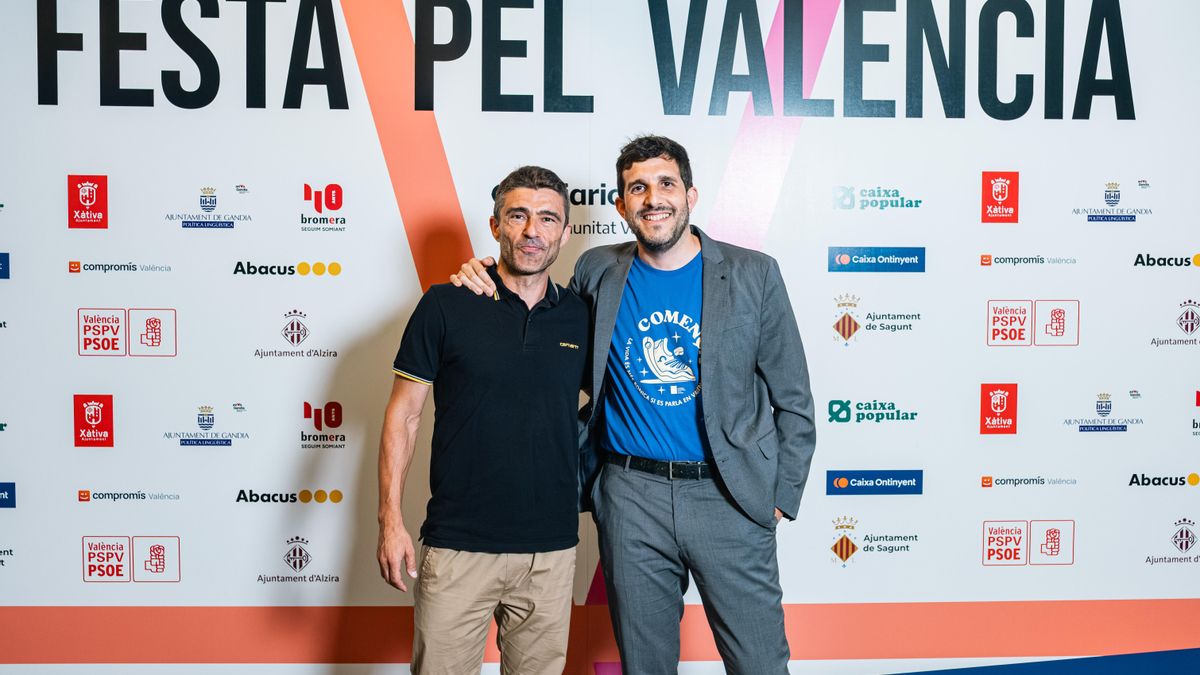Eduard Ureña i Sergi Pitarch a la I Festa pel Valencià d'elDiario.es.