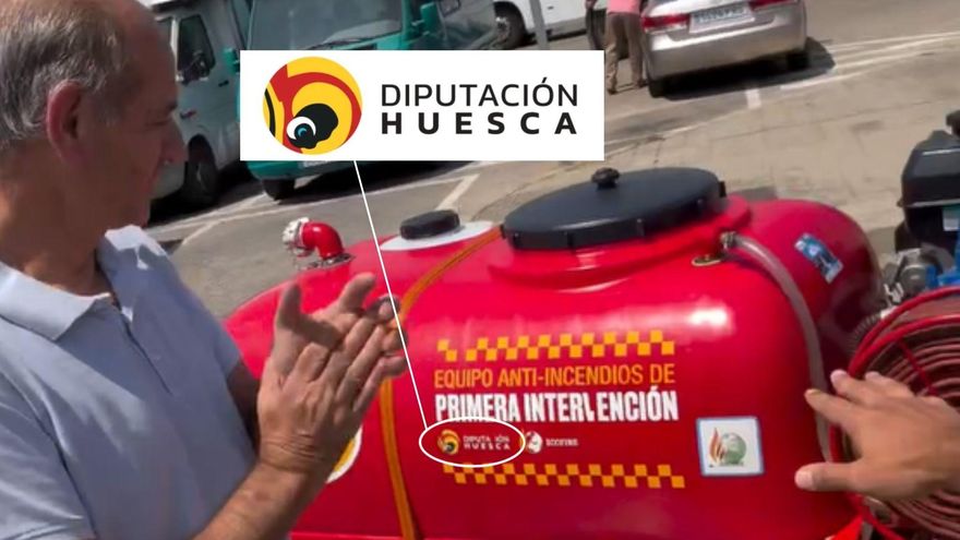 Alvise 'vende' un sistema privado para extinguir incendios con un vehículo con identificación de la Diputación de Huesca