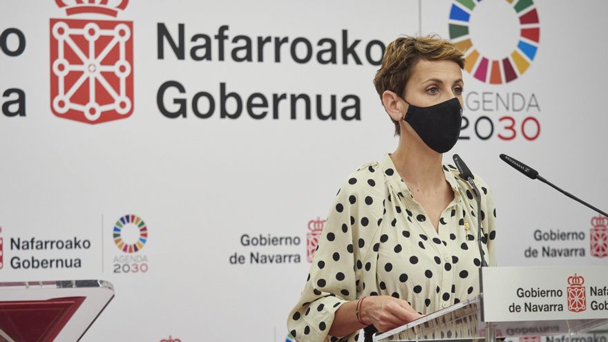 La presidenta del Gobierno de Navarra, María Chivite, comparece en rueda de prensa