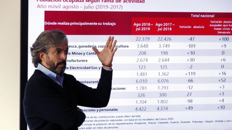 El director del Departamento Administrativo Nacional de Estadística (Dane), Juan Daniel Oviedo, habla con la prensa este martes en Bogotá (Colombia).