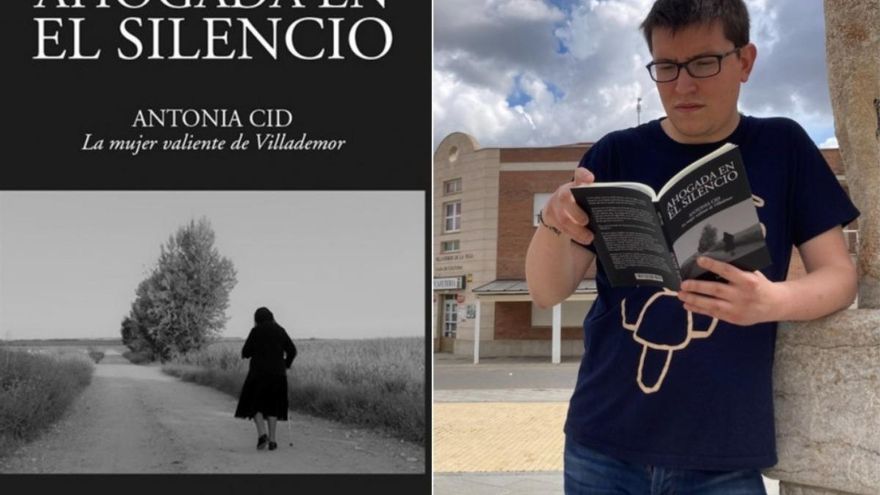 Julen Ugidos, el autor, y la portada del libro, con imagen de Josu Labiano.
