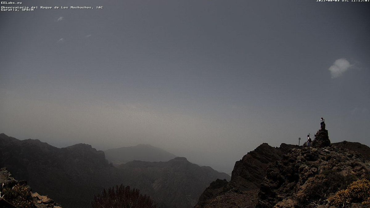 Imagen de las cumbres de La Palma este miércoles captada de la webcam del IAC en el Roque de Los Muchachos.