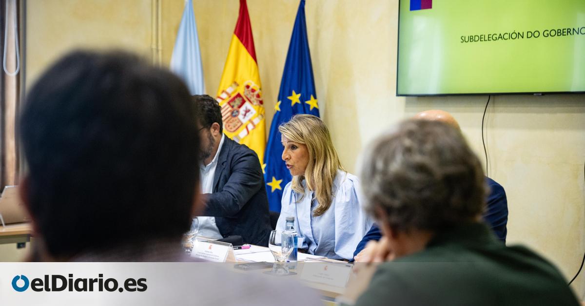 Yolanda Díaz, con forestales en Ourense: “La prevención de incendios tiene que ser una columna vertebral del país”
