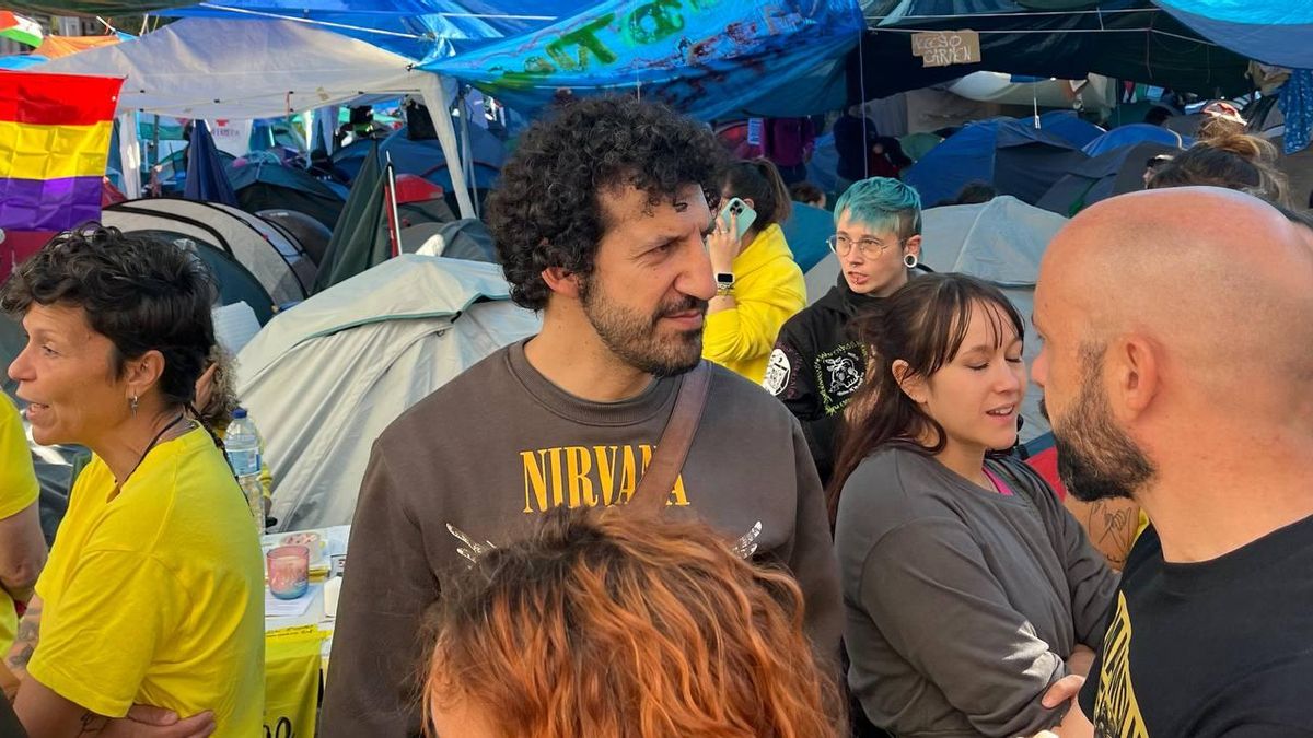 Marwan en la acampada de Sol, este jueves.