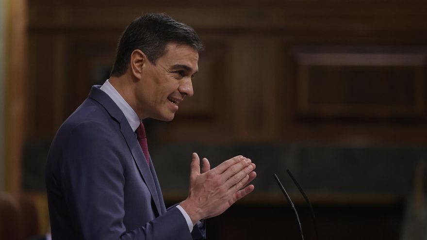 El presidente del Gobierno, Pedro Sánchez interviene en la sesión plenaria en el Congreso este miércoles.