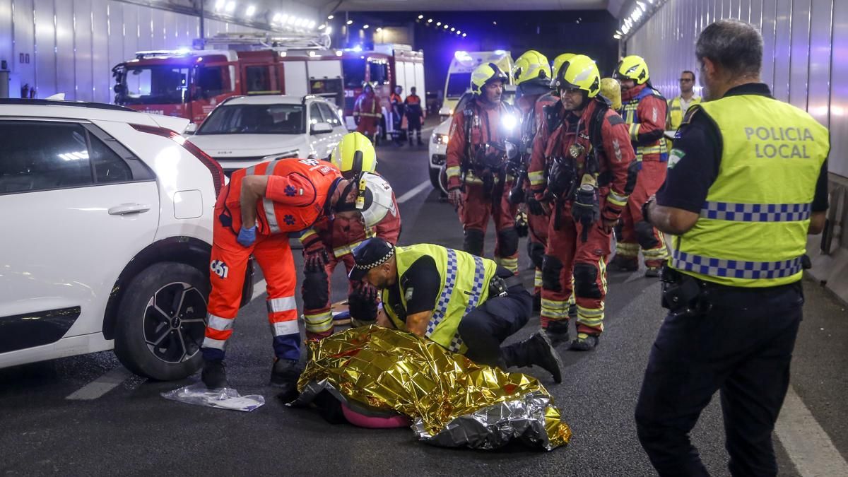 Simulacro de accidente en el túnel de los omeyas