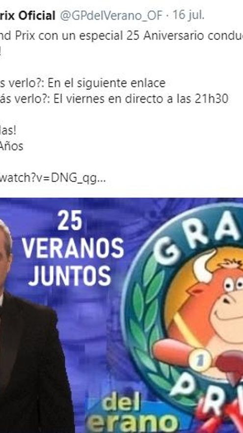 Captura de la cuenta de Twitter del club de fans de Grand Prix