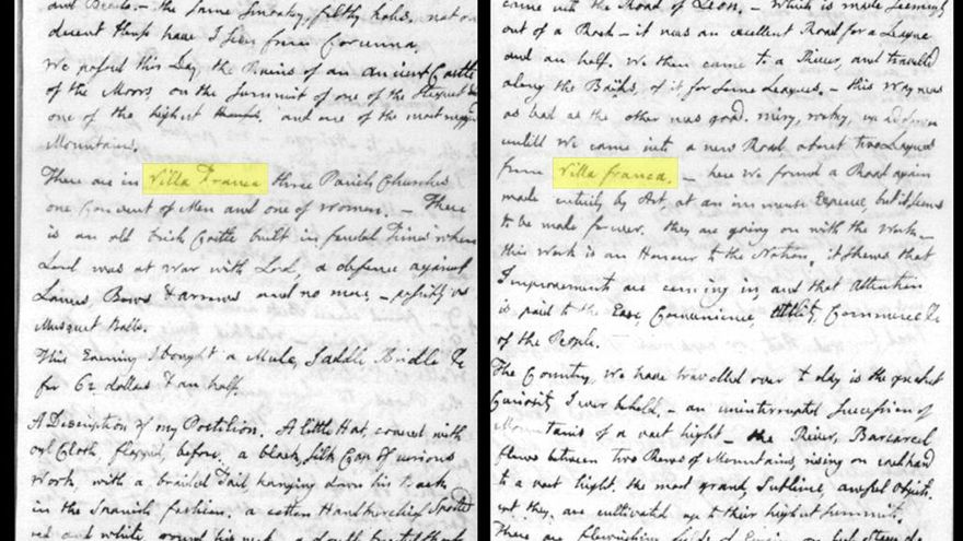 Diario de John Adams por el Bierzo (destacando Villafranca).