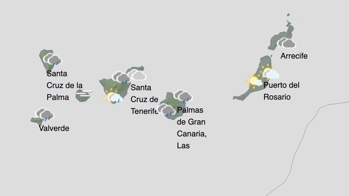 Mapa de lluvias esperadas este jueves en Canarias.