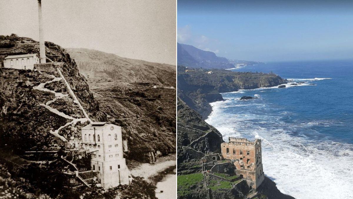El edificio realejero antes y después.