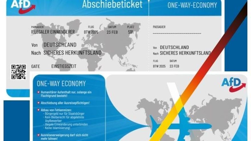 Panfletos con forma de billete de avión para migrantes: la Policía alemana investiga la última campaña ultra de AfD