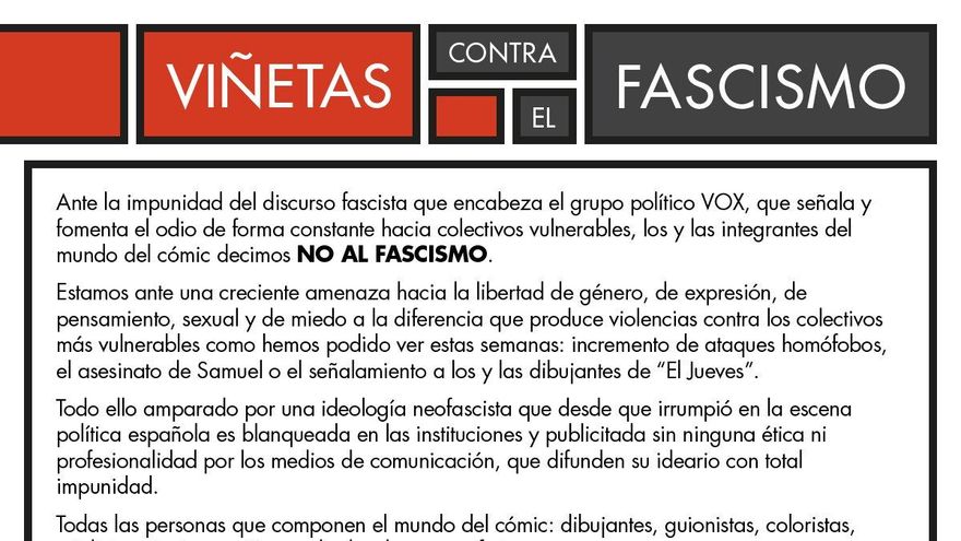 El mundo del cómic se alza contra el fascismo: "Hay que dar la cara e intentar parar esta locura"