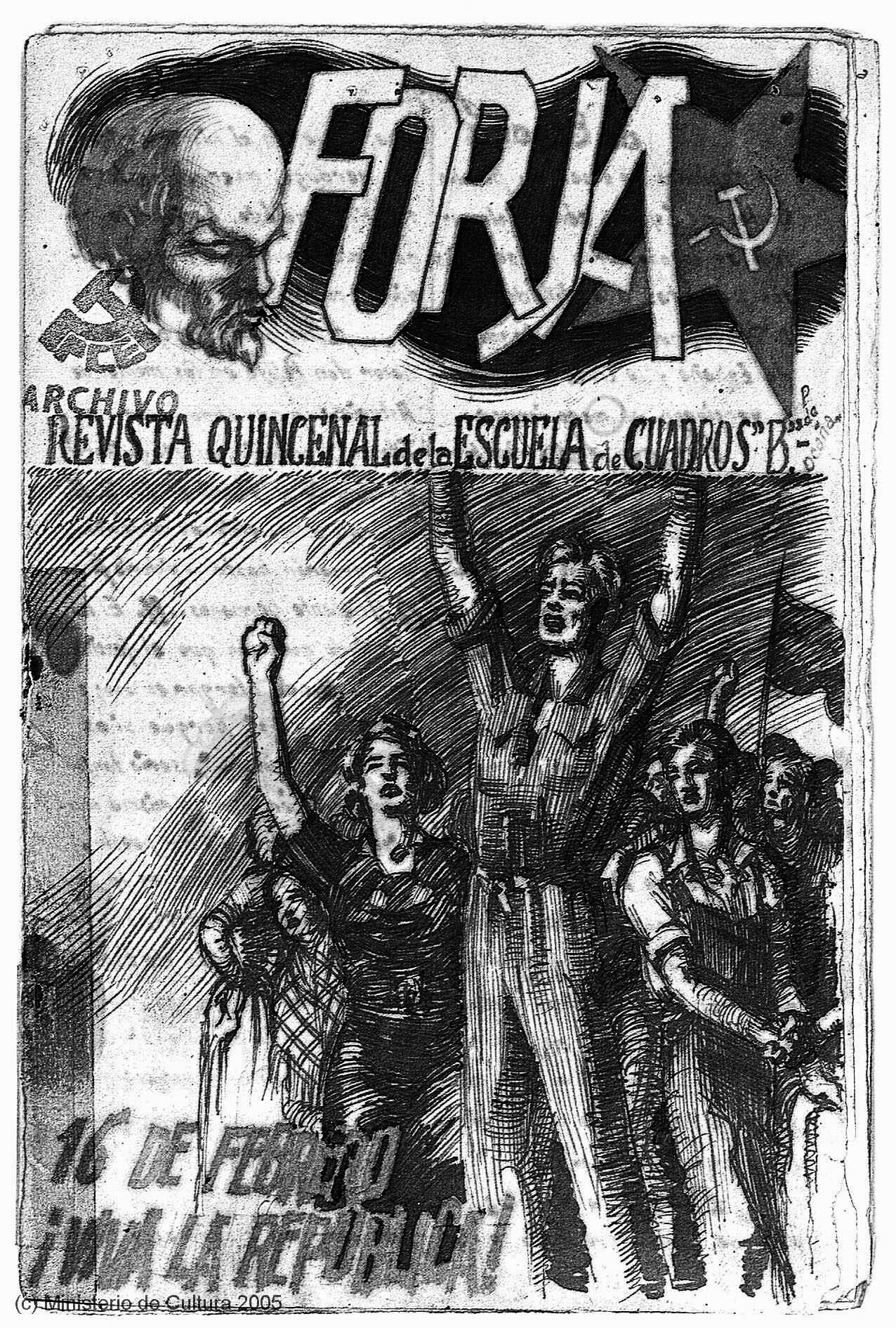 Primera página de 'Forja', revista dedicada a la formación de cuadros comunistas, editada en 1945