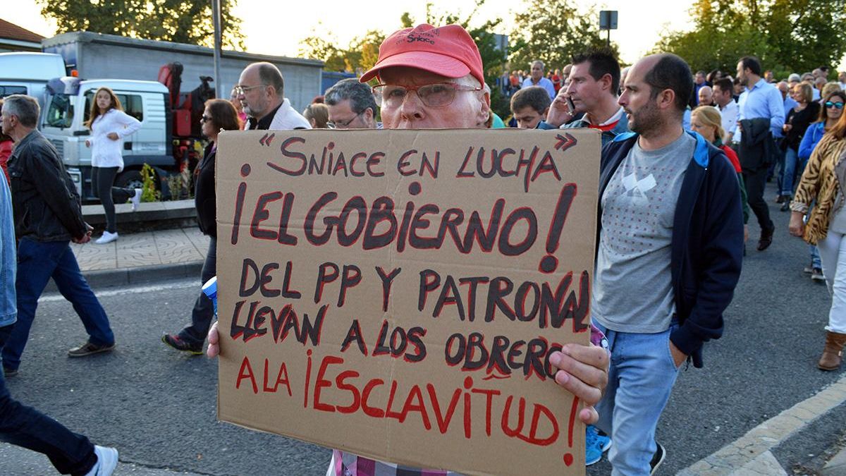 Manifestación de Sniace. Imagen de archivo..