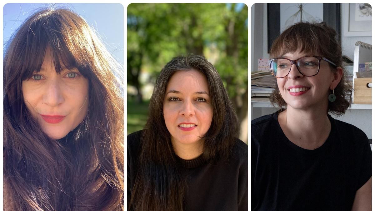 De izquierda a derecha, las ilustradoras Vanessa Borrell (Lady Desidia), Marialu Gili y Esther Gili.