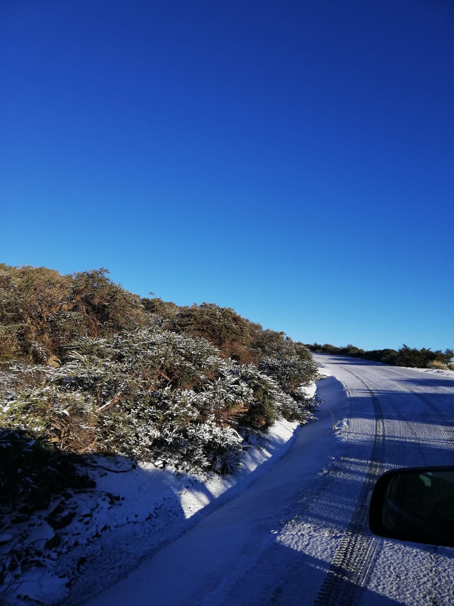 Nevada en las cumbres de La Palma, este sábado.