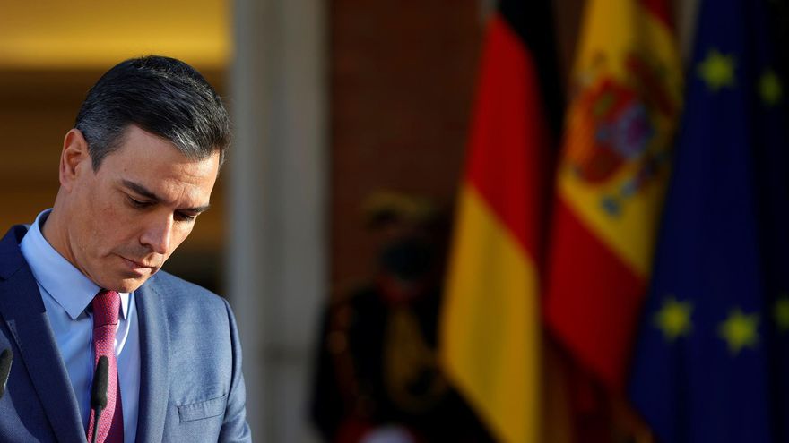 El presidente del Gobierno, Pedro Sánchez, este martes en el Palacio de la Moncloa.