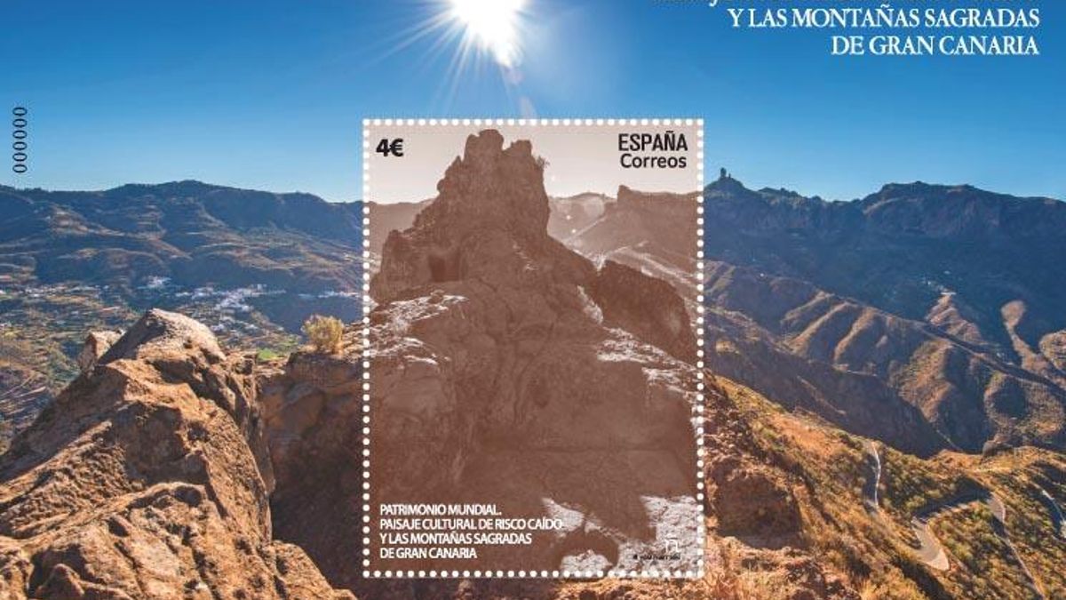 Sello emitido con Risco Caído como protagonista