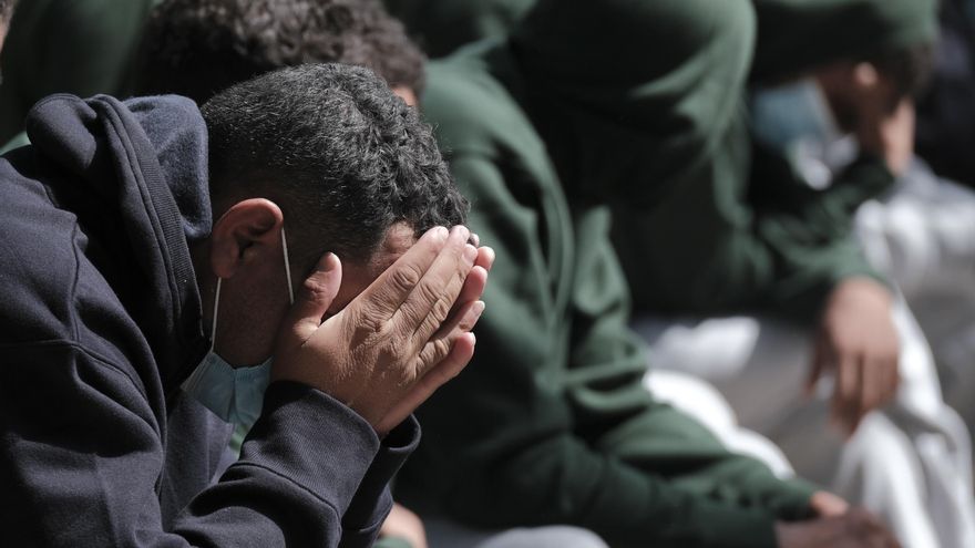 Imagen de archivo de migrantes llegados al sur de Gran Canaria este jueves 15 de octubre