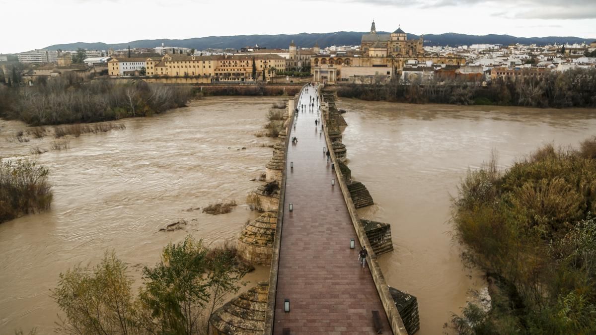Crecida del río Guadalquivir a su paso por Córdoba