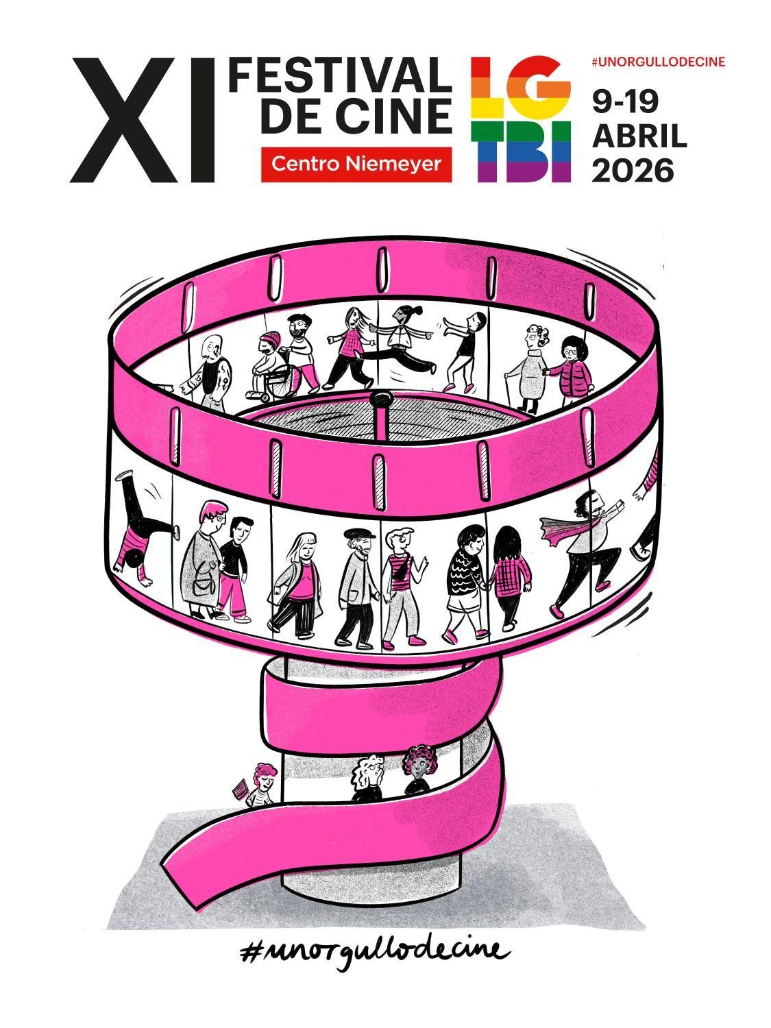 Póster oficial de la undécima edición del festival de cine LGTBI que tendrá lugar del 9 al 19 de abril en el Centro Niemeyer de Avilés.