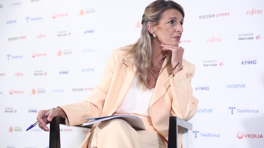 Archivo - La vicepresidenta segunda del Gobierno y ministra de Trabajo y Economía Social, Yolanda Díaz, durante un desayuno informativo de Europa Press.