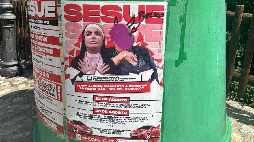 Pintada de "putero" encima de un cartel en Benasque que anuncia la asistencia del Daddy de Barcelona a Sesué