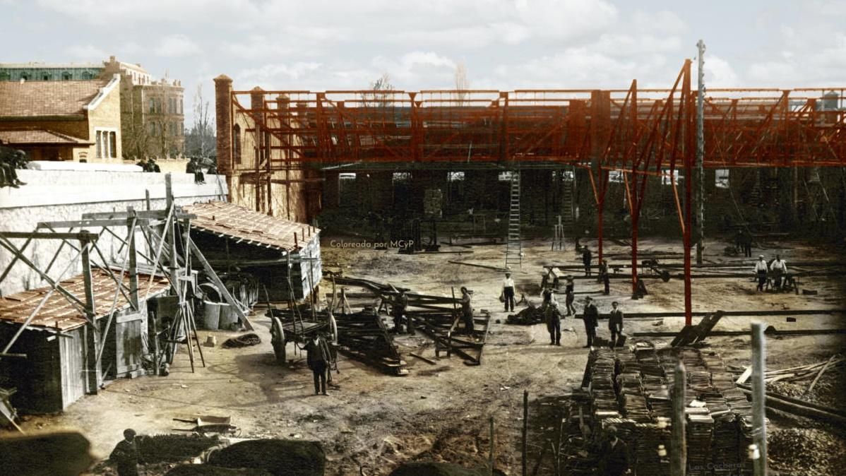 Cocheras Cuatro Caminos - últimos trabajos antes de inaugurar en 1919