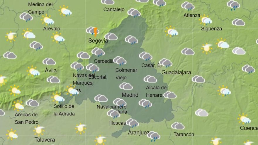 Alerta por tormentas, granizo y trombas de agua en Madrid para este jueves