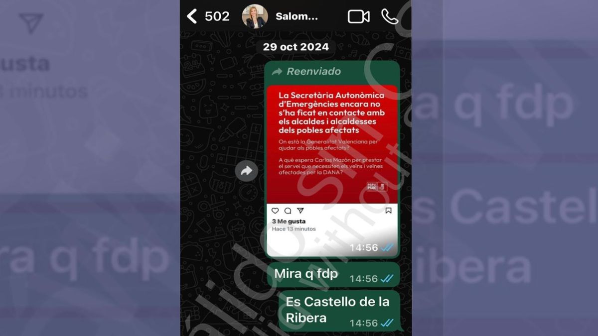 Una alcaldesa del PP aporta a la jueza de la dana un acta notarial con whatsapps a Pradas en los que llama "hdp" al PSOE