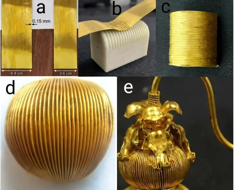 Proceso de reconstrucción experimental para la elaboración de un pendiente de calabaza de oro.