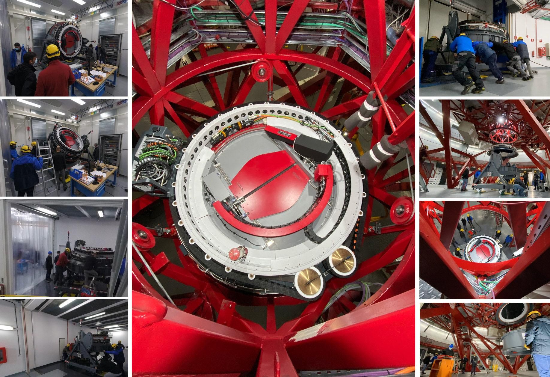 Imágenes del proceso de instalación del nuevo rotador de instrumentos del foco Cassegrain principal del Gran Telescopio Canarias.