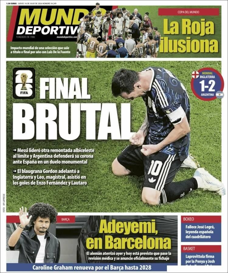 Hermosa mañana, ¿verdad? La Selección Argentina lo hizo otra vez: las tapas de los diarios se rinden ante la Scaloneta finalista