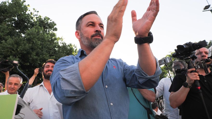 El líder de Vox, Santiago Abascal, en el acto de arranque de campaña en Valladolid