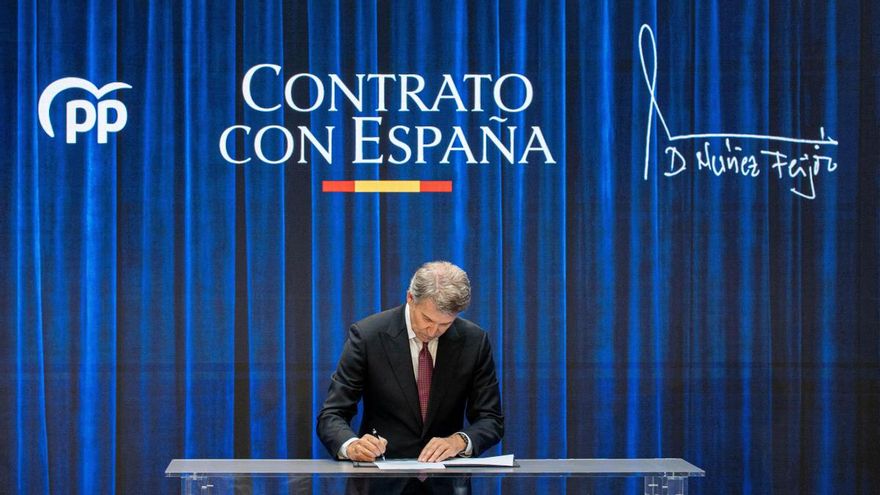 Feijóo firma su "contrato con España" si gobierna tras las elecciones sin revelar una sola medida nueva