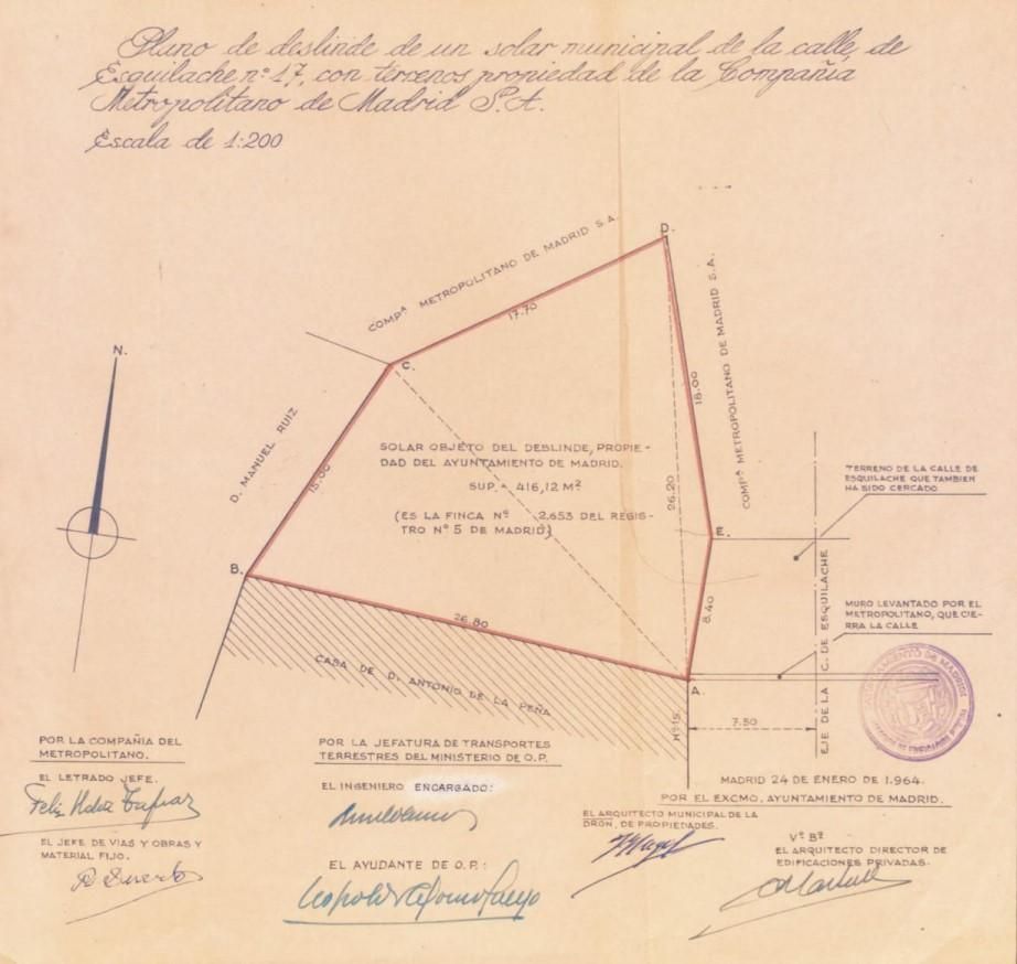 Plano del solar municipal correspondiente a la finca 2563 de Cocheras