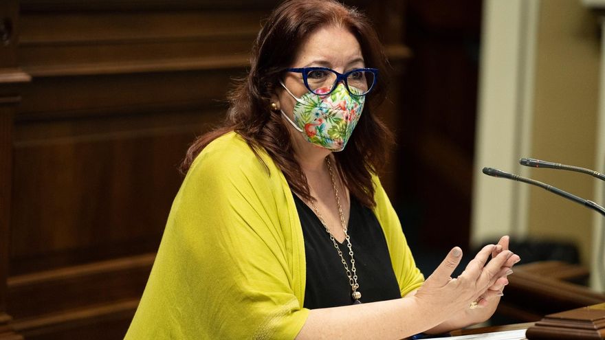La consejera canaria de Educación, Manuel de Armas, en el pleno de este miércoles